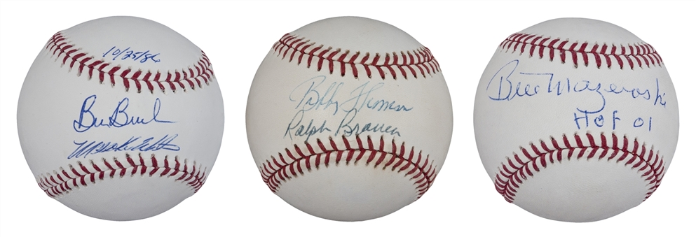 Great Moments in Baseball Lot of (3) Signed Baseballs (JSA/MLB)